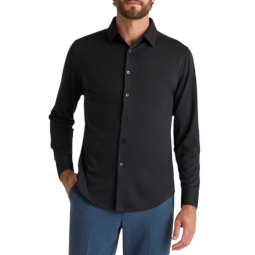 Quince Commuter Stretch Pique Shirt Mens XL Moisture Wicking Quick Dry Black NEW